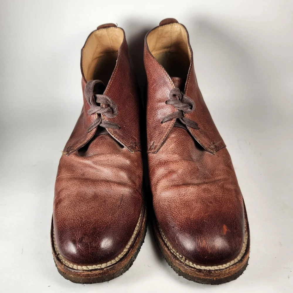FRYE Men’s Bowery Chukka Boot Size 10.5 D Brown Oiled Leather Rustic Shoe